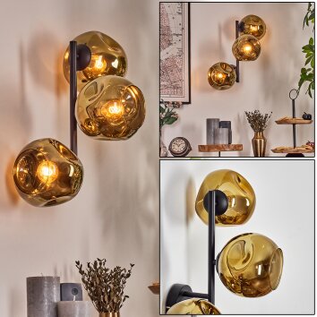 Ripoll globe light, wall light gold, 3-light sources