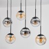 Gastor hanging light, globe light, pendant light Amber, clear, Smoke-coloured, 6-light sources