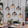 Gastor hanging light, globe light, pendant light Amber, clear, Smoke-coloured, 6-light sources