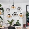 Gastor hanging light, globe light, pendant light Amber, clear, Smoke-coloured, 6-light sources