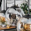 Gastor hanging light, globe light, pendant light Amber, clear, Smoke-coloured, 6-light sources