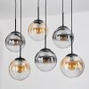 Gastor hanging light, globe light, pendant light Amber, clear, Smoke-coloured, 6-light sources