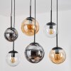 Gastor hanging light, globe light, pendant light Amber, clear, Smoke-coloured, 6-light sources