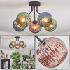 Koyoto ceiling light, globe light 52 cm blue, green, coppery, 5-light sources