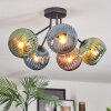 Koyoto ceiling light, globe light 52 cm blue, green, coppery, 5-light sources