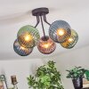 Koyoto ceiling light, globe light 52 cm blue, green, coppery, 5-light sources