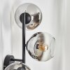 Koyoto globe light, wall light chrome, clear, Smoke-coloured, 3-light sources