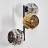 Ripoll globe light, wall light chrome, gold, Smoke-coloured, 3-light sources