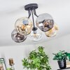 Ripoll ceiling light, globe light Amber, clear, Smoke-coloured, 5-light sources