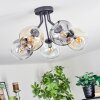 Ripoll ceiling light, globe light Amber, clear, Smoke-coloured, 5-light sources