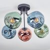 Ripoll ceiling light, globe light blue, green, coppery, 5-light sources