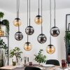 Gastor hanging light, globe light, pendant light Amber, Smoke-coloured, 8-light sources