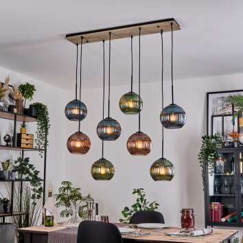 Koyoto hanging light, globe light, pendant light Ecru, black, 8-light sources