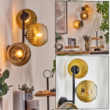 Koyoto globe light, wall light gold, clear, 3-light sources