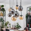 Gastor hanging light, globe light, pendant light Amber, Smoke-coloured, 8-light sources