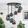 Ripoll ceiling light, globe light blue, green, coppery, 9-light sources