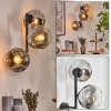 Ripoll globe light, wall light chrome, clear, Smoke-coloured, 3-light sources