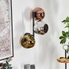 Ripoll globe light, wall light chrome, gold, coppery, Smoke-coloured, 3-light sources