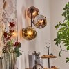 Ripoll globe light, wall light chrome, gold, coppery, Smoke-coloured, 3-light sources