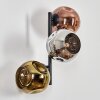 Ripoll globe light, wall light chrome, gold, coppery, Smoke-coloured, 3-light sources