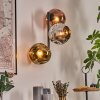 Ripoll globe light, wall light chrome, gold, coppery, Smoke-coloured, 3-light sources