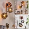 Ripoll globe light, wall light chrome, gold, clear, coppery, Smoke-coloured, 3-light sources