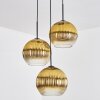 Koyoto hanging light, globe light, Cluster pendant lamp gold, clear, 3-light sources