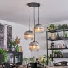 Koyoto hanging light, globe light, Cluster pendant lamp clear, Smoke-coloured, 3-light sources