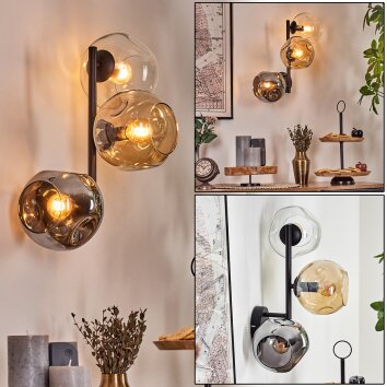 Ripoll globe light, wall light Amber, clear, Smoke-coloured, 3-light sources