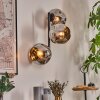 Ripoll globe light, wall light chrome, Smoke-coloured, 3-light sources