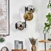 Ripoll globe light, wall light chrome, gold, Smoke-coloured, 3-light sources