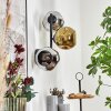 Ripoll globe light, wall light chrome, gold, Smoke-coloured, 3-light sources