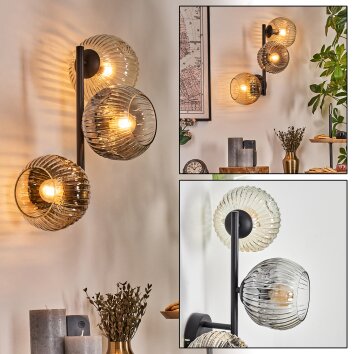 Ripoll globe light, wall light Amber, clear, Smoke-coloured, 3-light sources