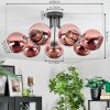 Koyoto ceiling light, globe light coppery, 7-light sources