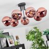 Koyoto ceiling light, globe light coppery, 7-light sources