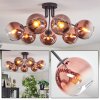 Koyoto ceiling light, globe light clear, coppery, 7-light sources