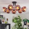 Koyoto ceiling light, globe light clear, coppery, 7-light sources