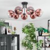 Koyoto ceiling light, globe light clear, coppery, 7-light sources