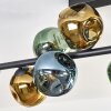 Ripoll ceiling light, globe light blue, gold, green, 10-light sources