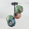 Koyoto ceiling light, globe light blue, green, coppery, 4-light sources