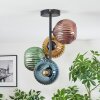 Koyoto ceiling light, globe light blue, gold, green, coppery, 4-light sources