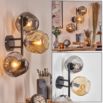 Ripoll globe light, wall light Amber, Smoke-coloured, 3-light sources