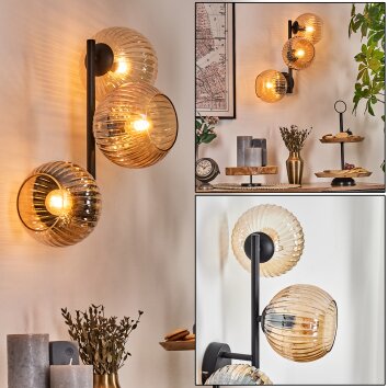 Koyoto globe light, wall light Amber, 3-light sources