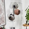 Ripoll globe light, wall light chrome, coppery, Smoke-coloured, 3-light sources