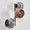 Ripoll globe light, wall light chrome, coppery, Smoke-coloured, 3-light sources
