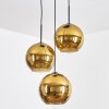 Koyoto hanging light, globe light, Cluster pendant lamp gold, 3-light sources