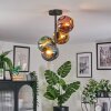 Ripoll ceiling light, globe light blue, gold, green, coppery, 4-light sources