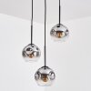 Ripoll hanging light, globe light, Cluster pendant lamp chrome, clear, Smoke-coloured, 3-light sources