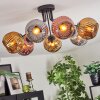 Ripoll ceiling light, globe light chrome, gold, coppery, Smoke-coloured, 7-light sources