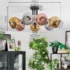 Ripoll ceiling light, globe light chrome, gold, coppery, Smoke-coloured, 7-light sources